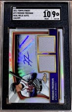 2011 Topps Finest #72 Freddie Freeman Dual Relic /499 SGC 9 w/10 AUTO RC