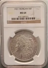 1921  MORGAN SILVER DOLLAR NGC MS64 - Philadelphia Minted - No Reserve