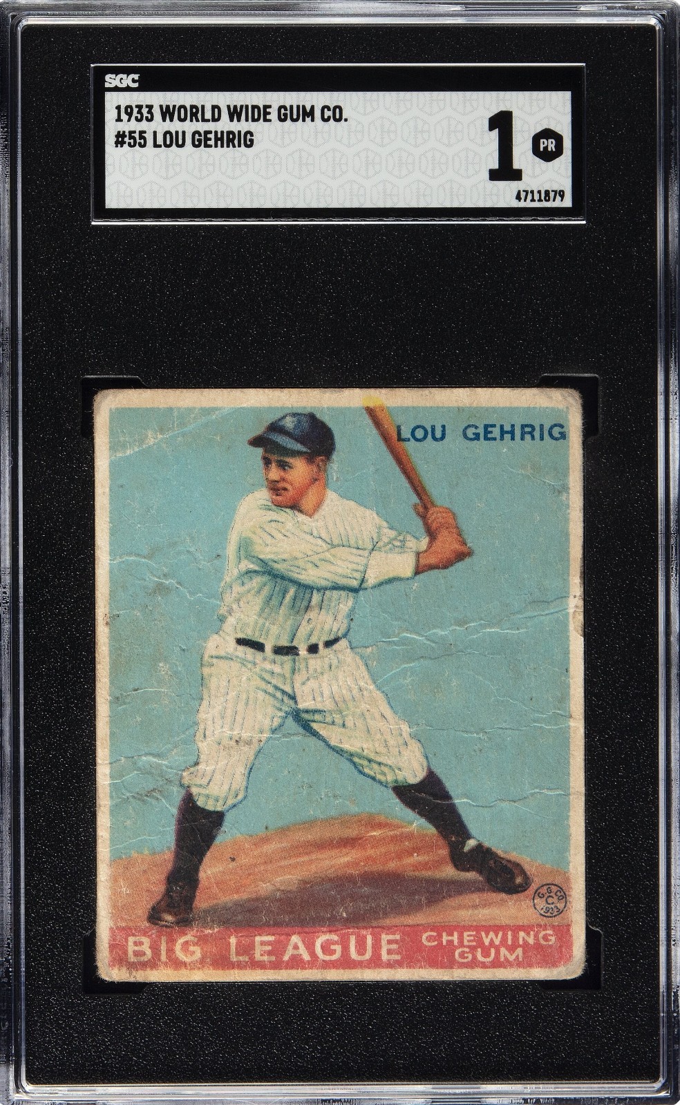 1933 WORLD WIDE GUM CO 55 LOU GEHRIG (GOUDEY) VINTAGE HALL OF FAME YANKEES SGC 1