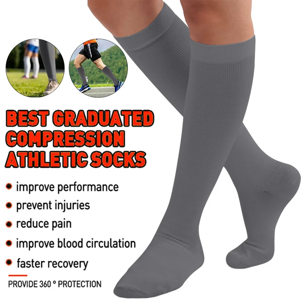 Lot Pairs Copper Compression Socks 20-30mmHg Graduated Support Mens Womens S-XXL - Image 3 of 4
