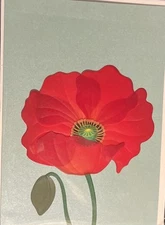 Papyrus~Red Poppy Flower~Blank Card