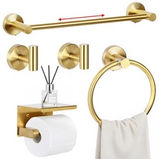 VewePata 5 Pcs Gold Bathroom Accessories Set, Wall 16"L x 2"W x 1.97"H,