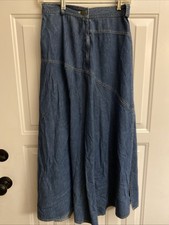 Vintage Women's Denim Chambray Maxi Skirt Size 8 100 Cotton USA MADE Blend Y2K