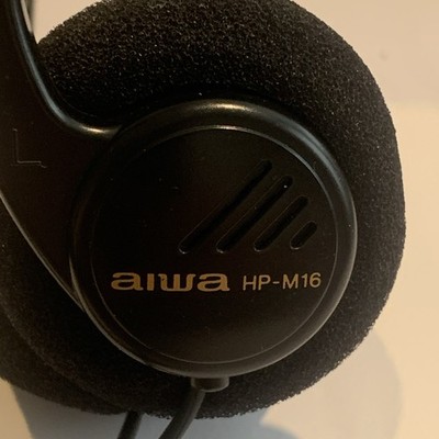 Vintage Aiwa Over the Head Headphones HP-M16 Black Tested Works