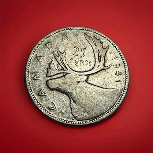 1941 Canada 🇨🇦 25c Silver .800 Quarter Nice Circulated Coin Even Wear