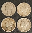 Lot of 4 Mercury Dimes Lot 10 90% Silver