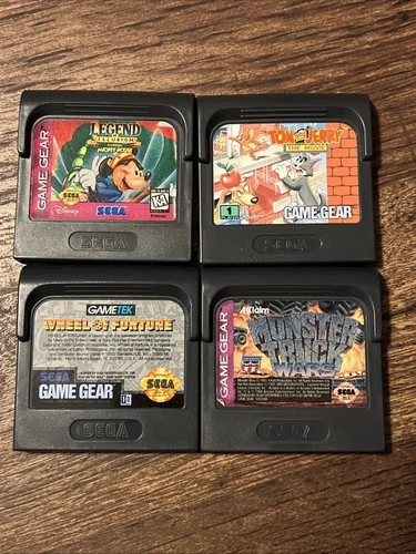 Sega Game Gear Game Lot 4 Mickey Illusion Tom Jerry Monster Truck Wheel Fortune