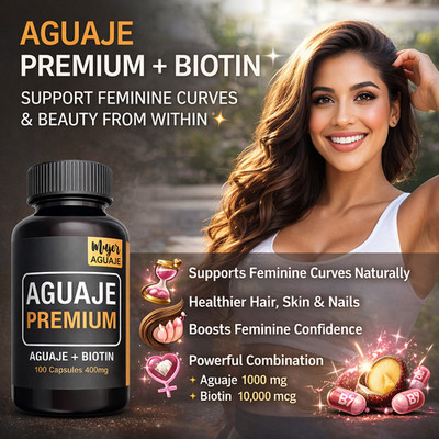 AGUAJE PREMIUM + BIOTIN Hair, Skin & Nails Biotin Supplement Exclusive Formula 