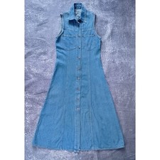 Vintage '90s Teachers Denim Sleeveless Button-Down Dress