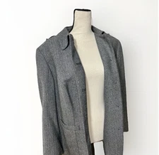 Womens Blazer size 16 Gray Herringbone Jacket Emily Acrylic Wool Career Office