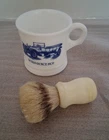 Vintage Milk Glass Surrey  Rolls Royce 1907 Coffee Shaving Mug WITH Brush