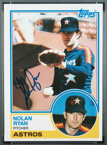 Tarjeta de béisbol 1983 Topps Nolan Ryan firmada por la corte #360 certificado PSA/DNA automático 10 Foto 2 de 4