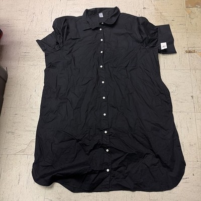 Old Navy Short Sleeve Black Jack Long Button Up Blouse Size XL