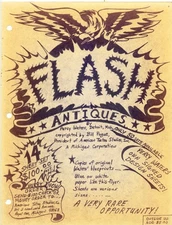 original 1980s percy waters antique tattoo blueprint sale flash card flyer ~9x11