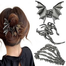 3 Pieces Large Metal Spider Net Bat Hand Hair Claw Clips for Women and Girls ...