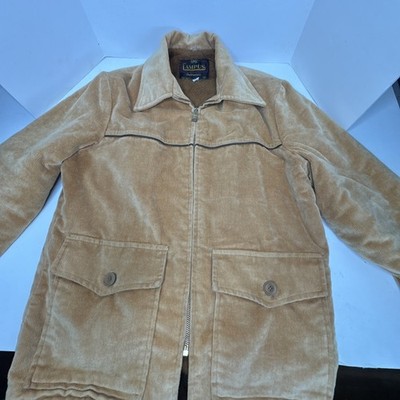 Vintage 1970 s Campus Outerwear Tan Corduroy Coat Men s Size 40 USA Made