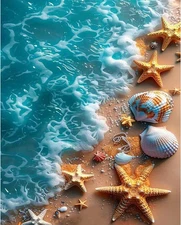 Beach Paint by Numbers for Adults - Starfish Paint by Number on Canvas without..
