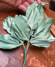 vintage millinery 1940s silk leaves mint green shaded 1 frayed edges Japan