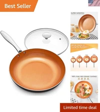 Frying Pan with Lid 8 Inch Nonstick Ceramic Titanium Copper Skillet