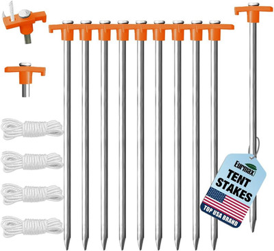 USA Galvanized Non-Rust Camping Family Tent Pop up Tent Stakes Canopy Anchors He