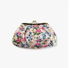 The Vintage Cosmetic Company Pink Floral Satin Cosmetic Bag New 