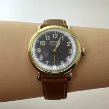 SHINOLA Argonite-1069 Detroit Quartz Watch leather Band USA MADE 41mm w/BOX#596A