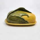 Shawnee Pottery Vtg Butter Dish Corn on the Cob Corn King 7" Farmhouse USA READ