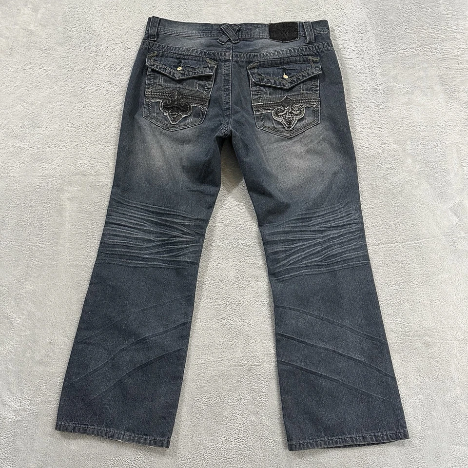 Pantalones de mezclilla rectos Xtreme Couture para hombre 34 x 30 azules de colección Y2K Foto 3 de 4