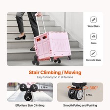 Foldable Utility Cart, 65L Collapsible Portable Crate Rolling Cart