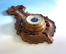 Jugendstil Wetterstation Holz wohl Linde geschnitzt um 1900/10 (0721-081)
