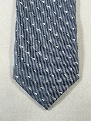 Blau-weiße schmale Retro-Krawatte - geometrisches Muster
