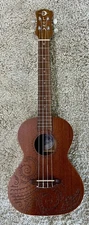 Luna UKE TTN MAH EL Acoustic Electric Tenor Tattoo Mahogany Ukulele with Gig Bag
