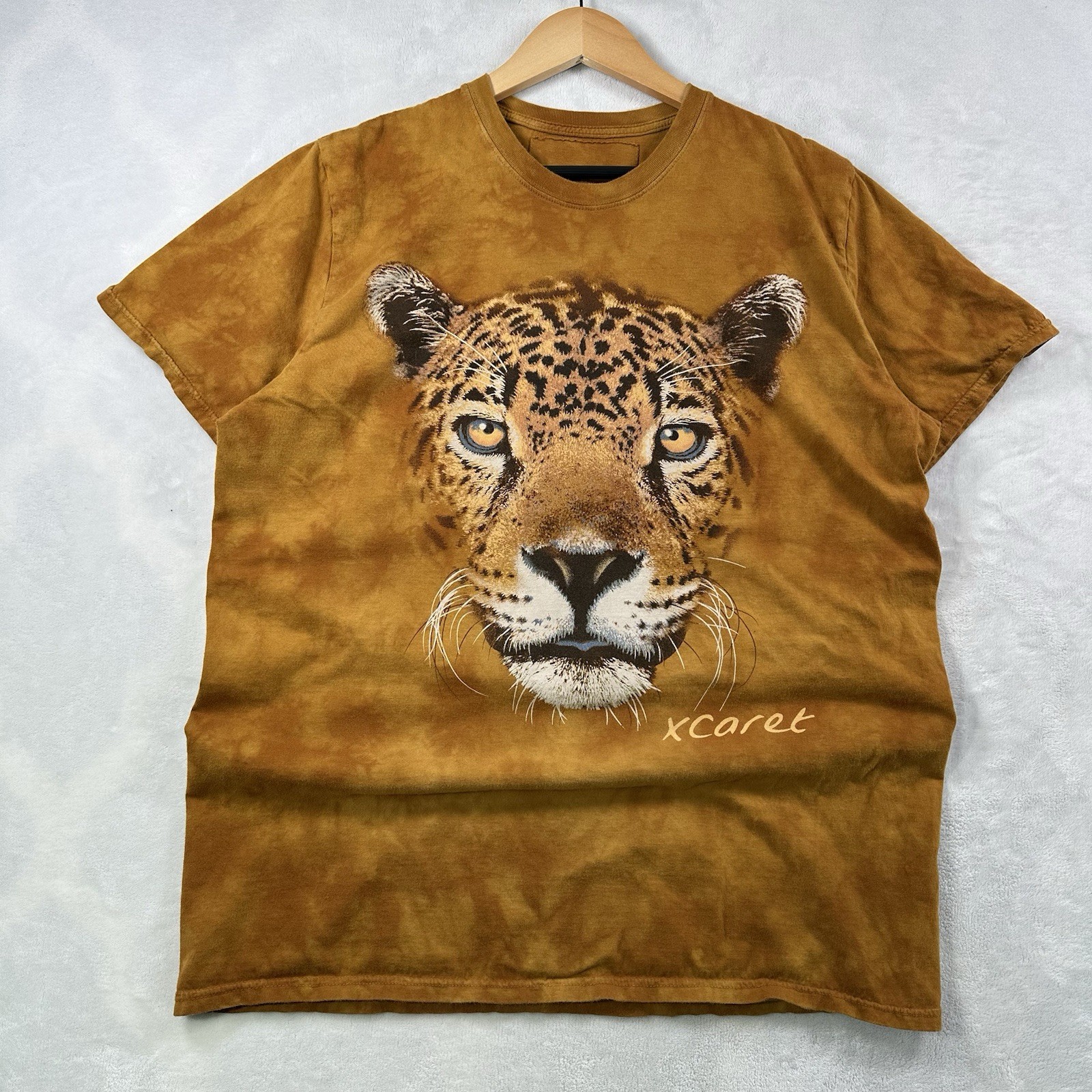 Xcaret Tiger Face T Shirt Adult Large Rust Red Orange Tie Dye Wildlife