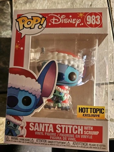Funko Pop! Vinyl Santa Stitch & Scrump Disney #983 Hot Topic Exclusive Figure