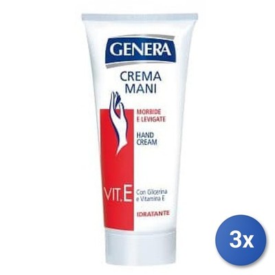 3X Genera Hand Cream 100 Ml Moisturizing Tube Made In Italy
