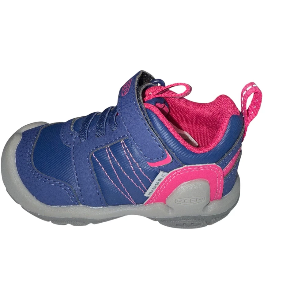 Кроссовки для девочек KEEN Knotch Peak синие розовые адаптивная застежка с выпуклыми пальцами ног размер/5 - Изображение 4 из 4