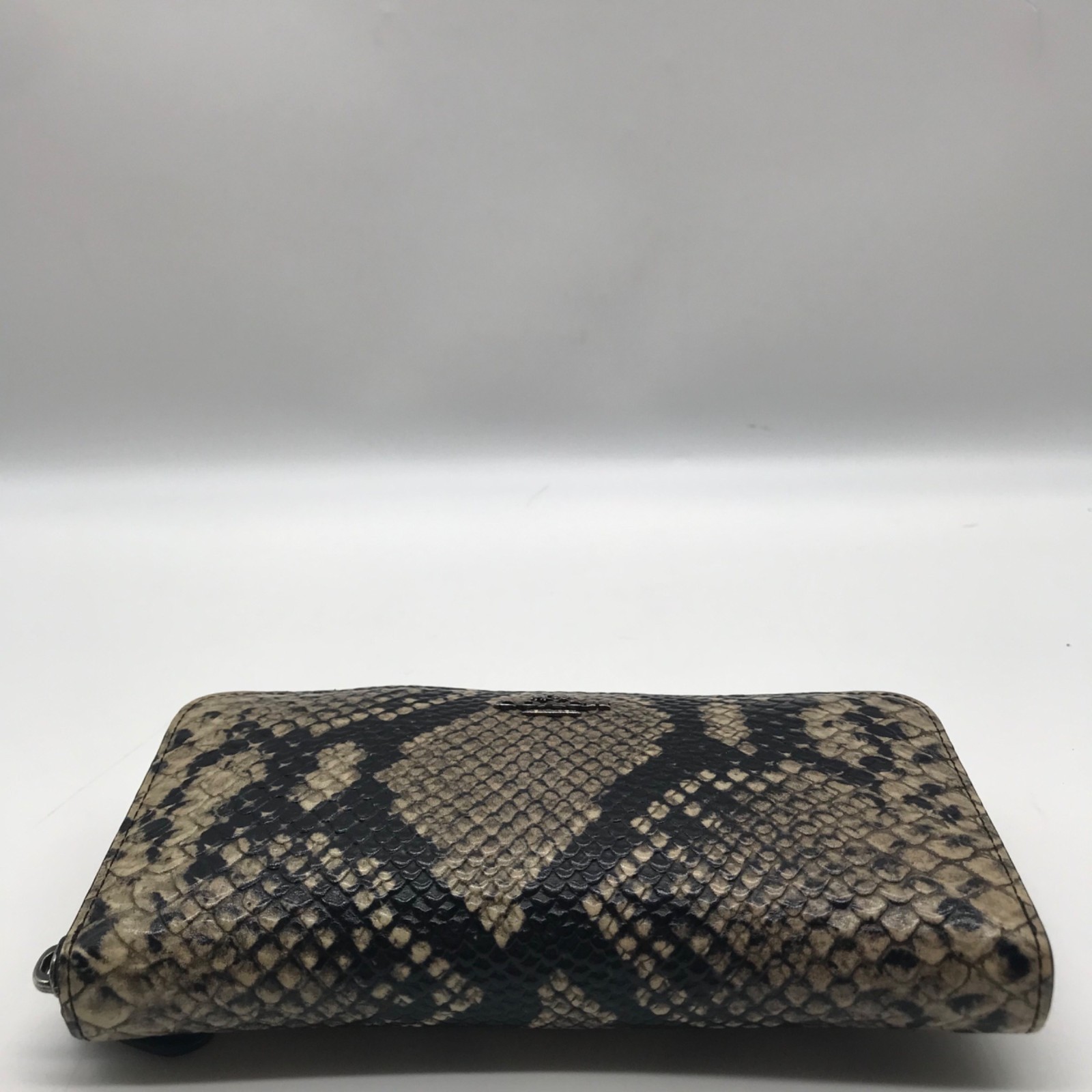 Coach Beige Python Embossed Leather Accordion Zip… - image 5