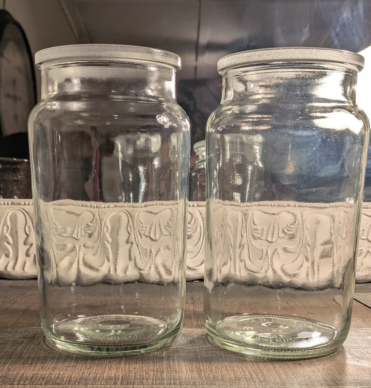 VTG Ravenhead Glass Apothecary Jars (2) 1.5 Quart * No Lid Ground Lip England
Opens in a new window