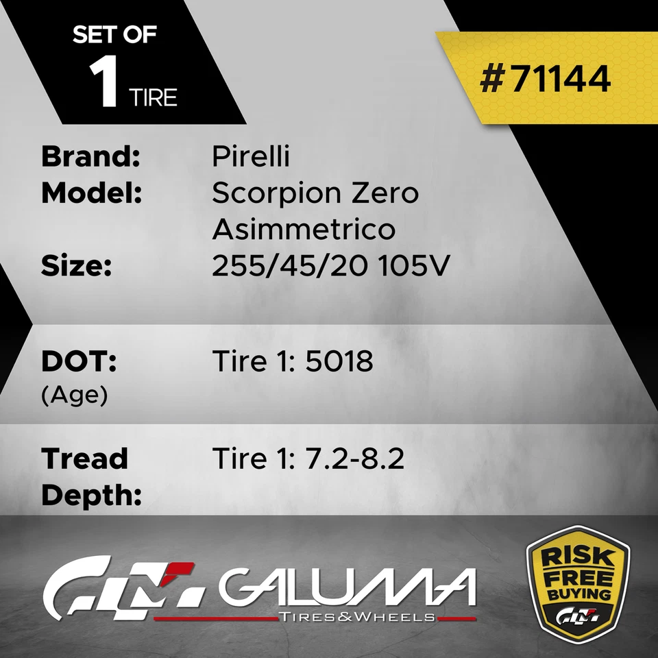 1X Tire Pirelli Scorpion Zero Asimmetrico 255/45/20 255/45R20 No Patch #71144 - Image 2 of 4