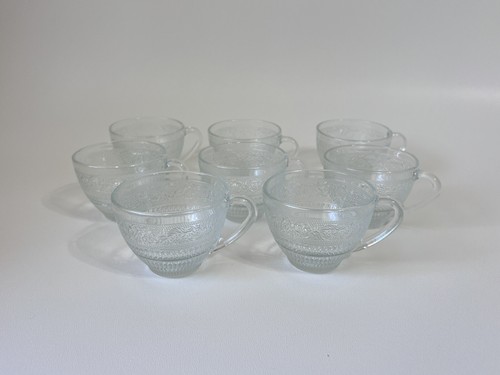 KIG Set Of 8 Vintage Glass Lace Embossed Coffee, Tea cup - Picture 2 of 6