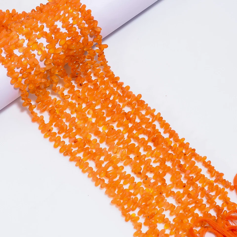 Natural Carnelian Gemstone Teardrop Smooth Beads 5X3 9X3 mm Strand 12.5" GB-845 - Image 2 of 4