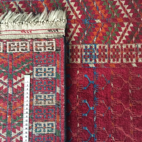 Russi Tekke Turkmen Teppich Hatschlu Alte Rot Handgeknüpft Russia Rug Carpet - Bild 9 von 17