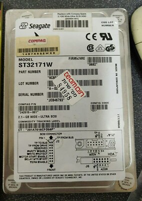 Compaq 242604-001 / 224515-001 Seagate ST32171W 2.1GB 68-Pin SCSI Hard Disk Driv