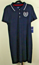 Chaps Woman's Logo Blue Polo Pullover Dress Size Large NWT