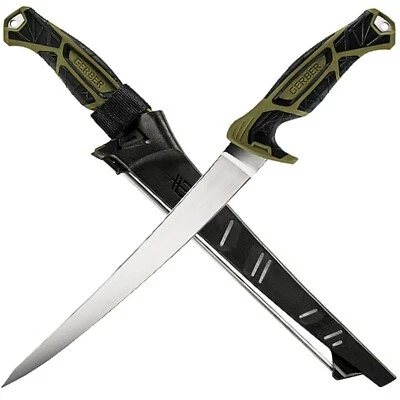 Angelmesser Filetiermesser Fischmesser Gerber Controller 21cm Klinge + Wetzstahl