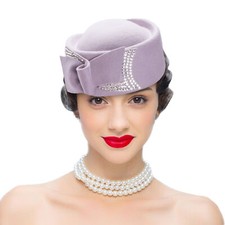 A254 Ladies Gatsby Style Teardrop Wool Fascinator Cocktail Pillbox Race Hat