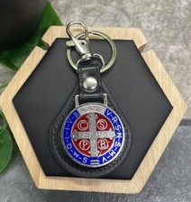 4" Silver-Tone Cross Inspirational Medal Leather Keychain New Free Ship B3187