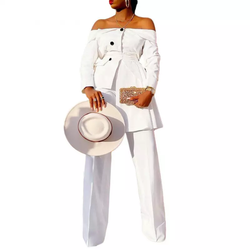 Off the shoulder pants clearance suit