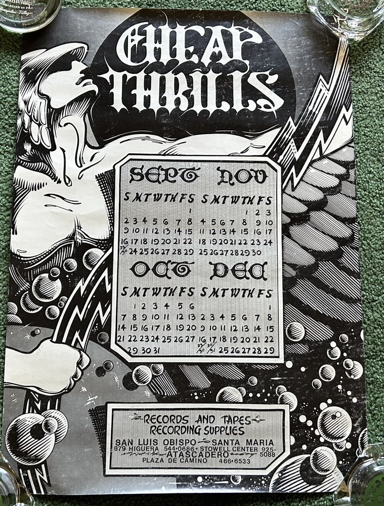 Vintage 1979 Cheap Thrills Records Tapes CDs San Luis Obispo Store Poster USA