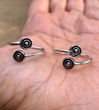 2 Pc 925 Sterling Silver Toe Rings Adjustable, Oxidized, Kids Rings Circle Shape